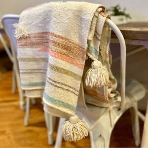 Anthropologie Multicolor Tassel Throw
